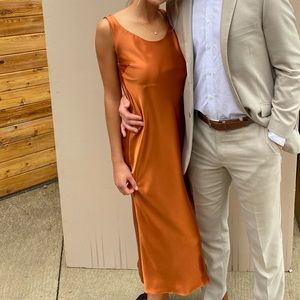 Burnt orange silk dress